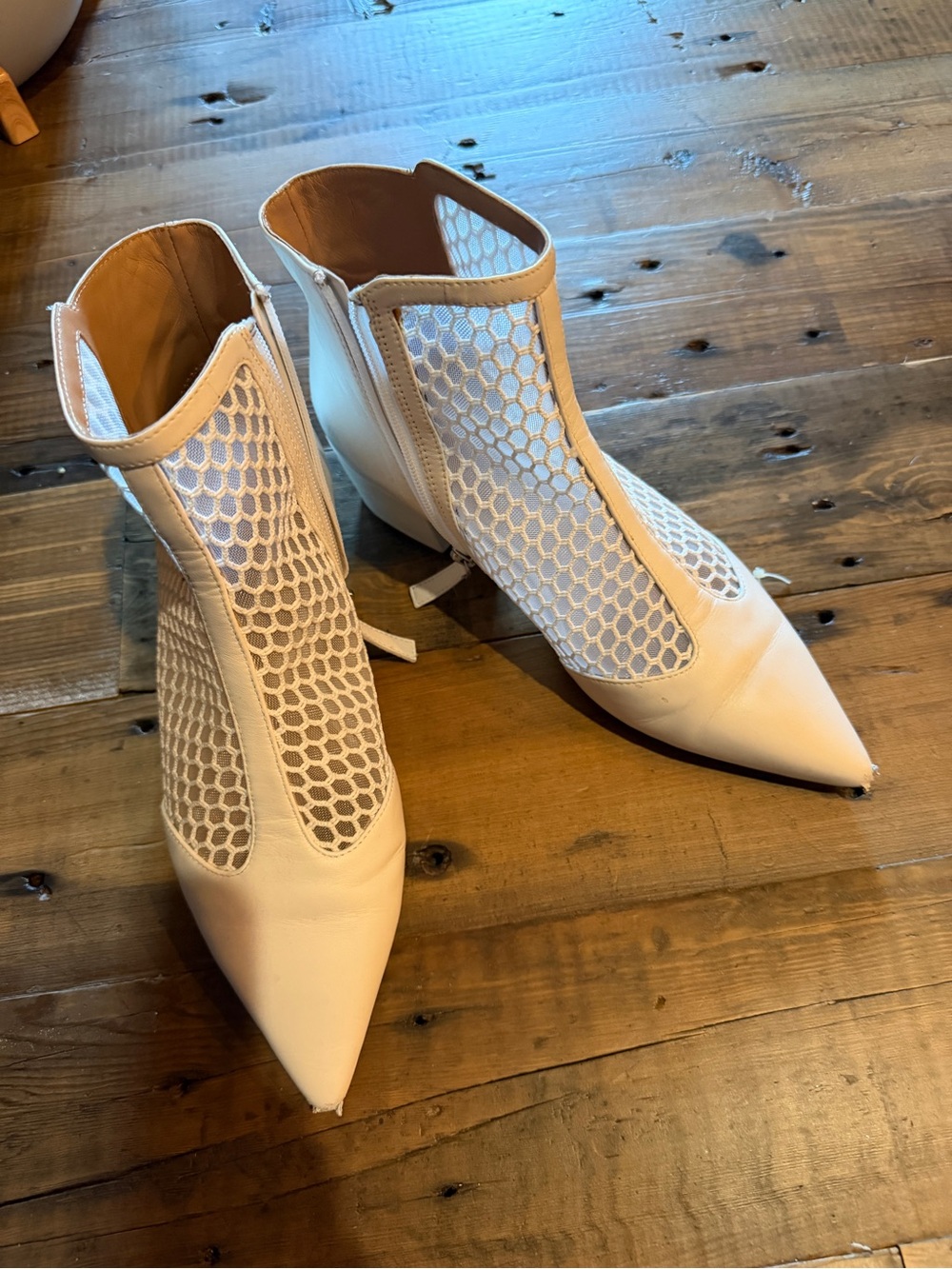 Linea Paolo vida White Mesh Pointed Ankle Booties